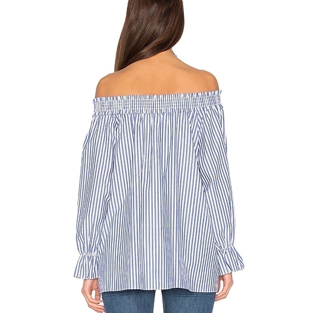 J.O.A. Off The Shoulder Stripe Top on Blue… - Picture 4 of 10